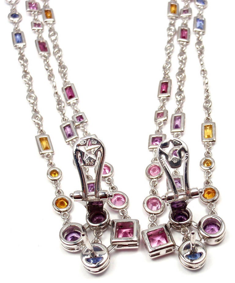 H. Stern Multicolored Sapphire Diamond White Gold Drop Earrings 6