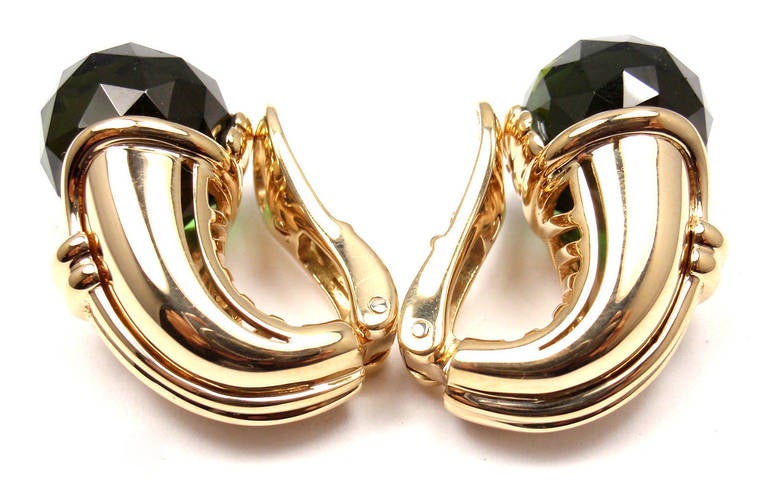 Bulgari Faceted Tourmaline Yellow Gold Earrings In New Condition In Holland, PA