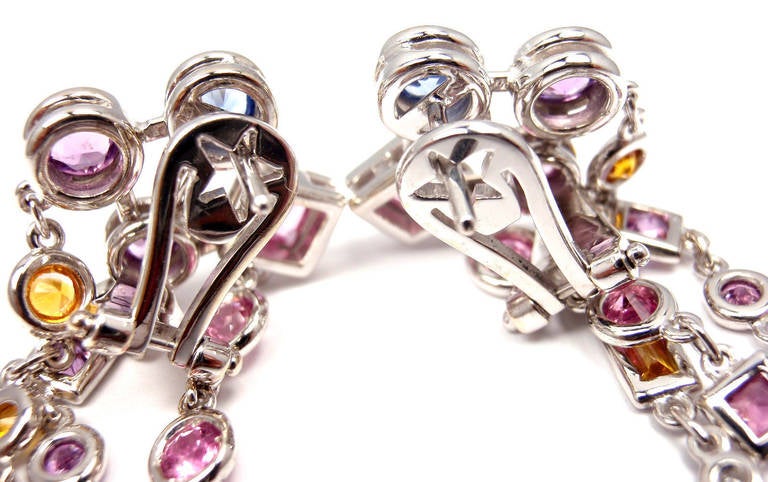 H. Stern Multicolored Sapphire Diamond White Gold Drop Earrings 1