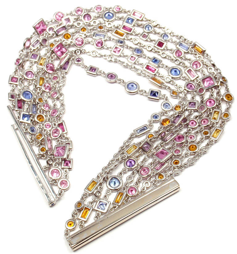 H. Stern Diamond Multicolored Sapphires White Gold Bracelet 1