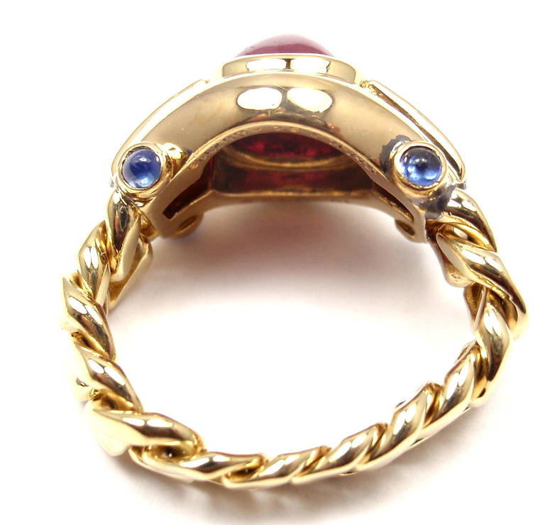 Bulgari Ruby Sapphire Diamond Yellow Gold Band Ring 3