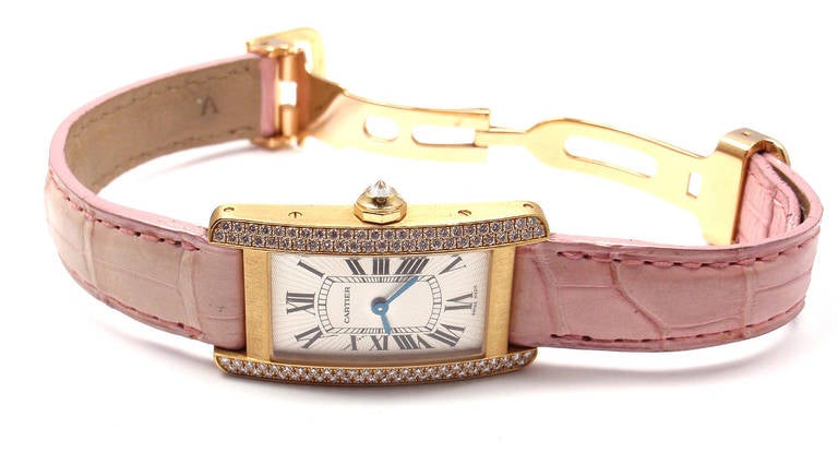 Cartier Lady's Yellow Gold and Diamond Tank Americaine Wristwatch 3