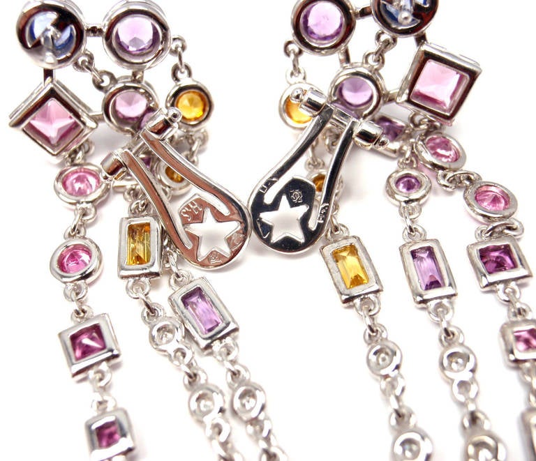 H. Stern Multicolored Sapphire Diamond White Gold Drop Earrings 4