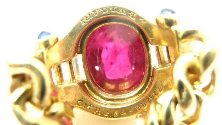 Bulgari Ruby Sapphire Diamond Yellow Gold Band Ring 1