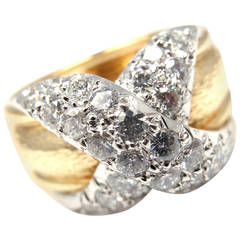 Retro Tiffany & Co. Jean Schlumberger Diamond X Gold Band Ring