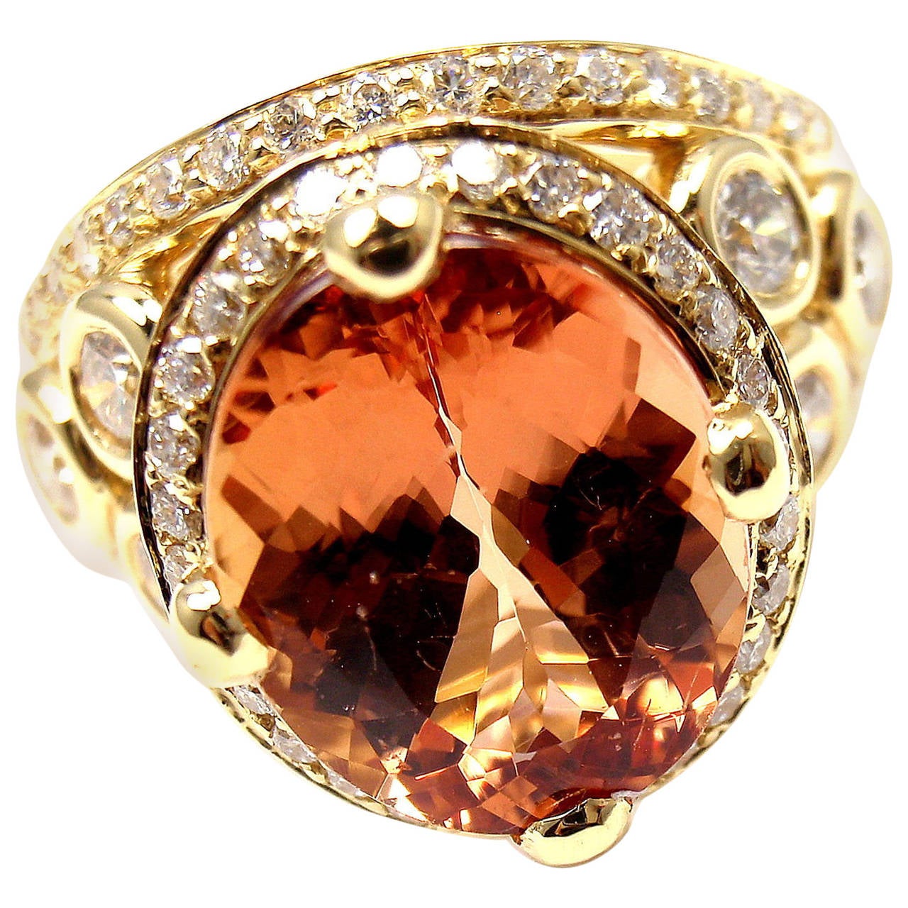 Temple St Clair 5.78 Carat Topaz Diamond Gold Cocktail Ring