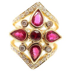 Temple St Clair Persia Ruby Diamond Gold Cocktail Ring 8