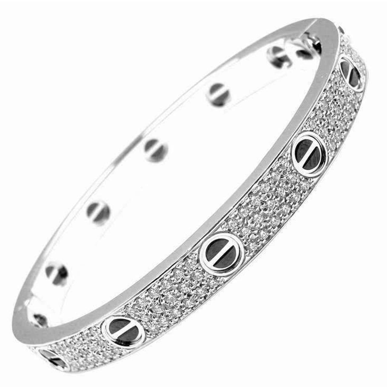 Cartier Ceramic Diamond Gold Love Bangle Bracelet