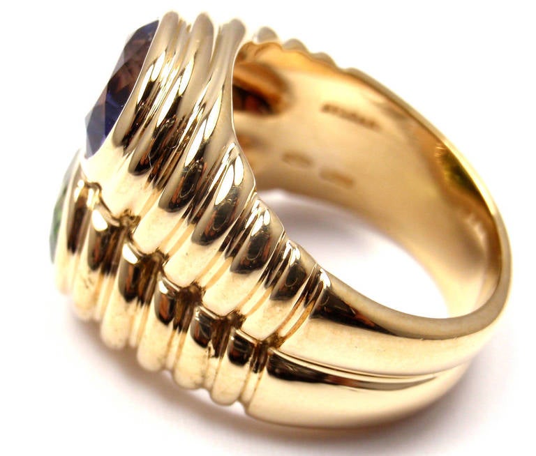 Women's Bulgari Peridot and Iolite Yellow Gold Ring