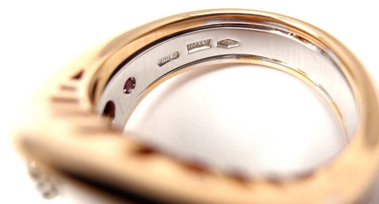Roberto Coin Bague étrier de selle en or rose émaillé et diamants Pour femmes en vente