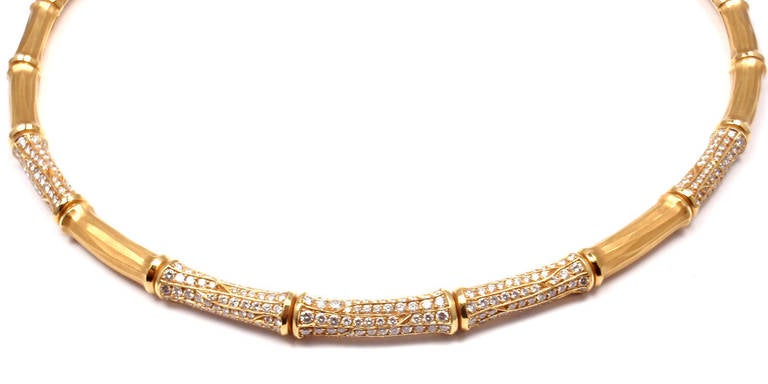 Cartier Bamboo Diamond Yellow Gold Necklace In New Condition In Holland, PA