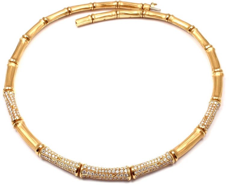 Cartier Bamboo Diamond Yellow Gold Necklace 3