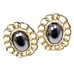 Angela Cummings Large Hematite Yellow Gold Earrings 8