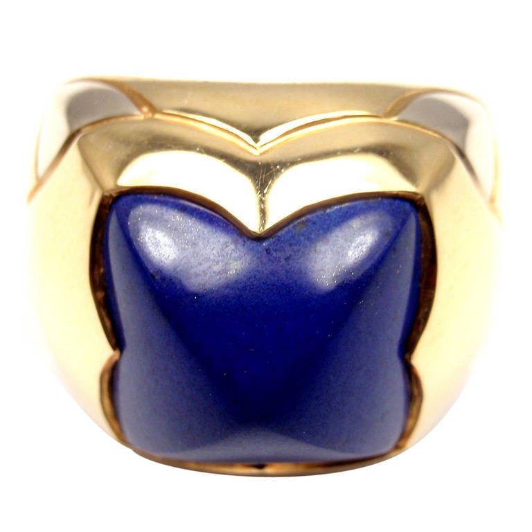 Bulgari Pyramid Lapis Lazuli Yellow & White Gold Ring