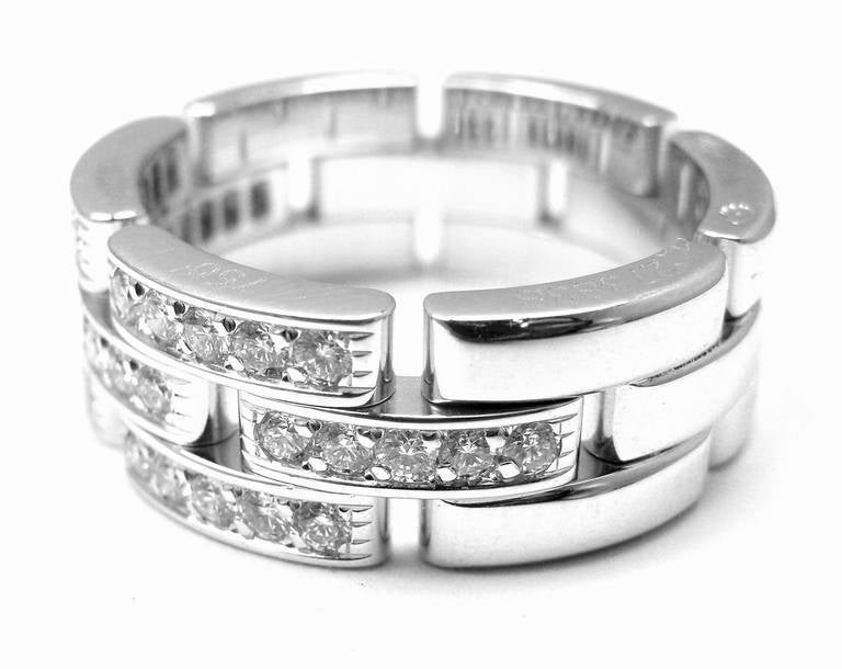 Cartier Maillon Panthere Diamond White Gold Band Ring 2
