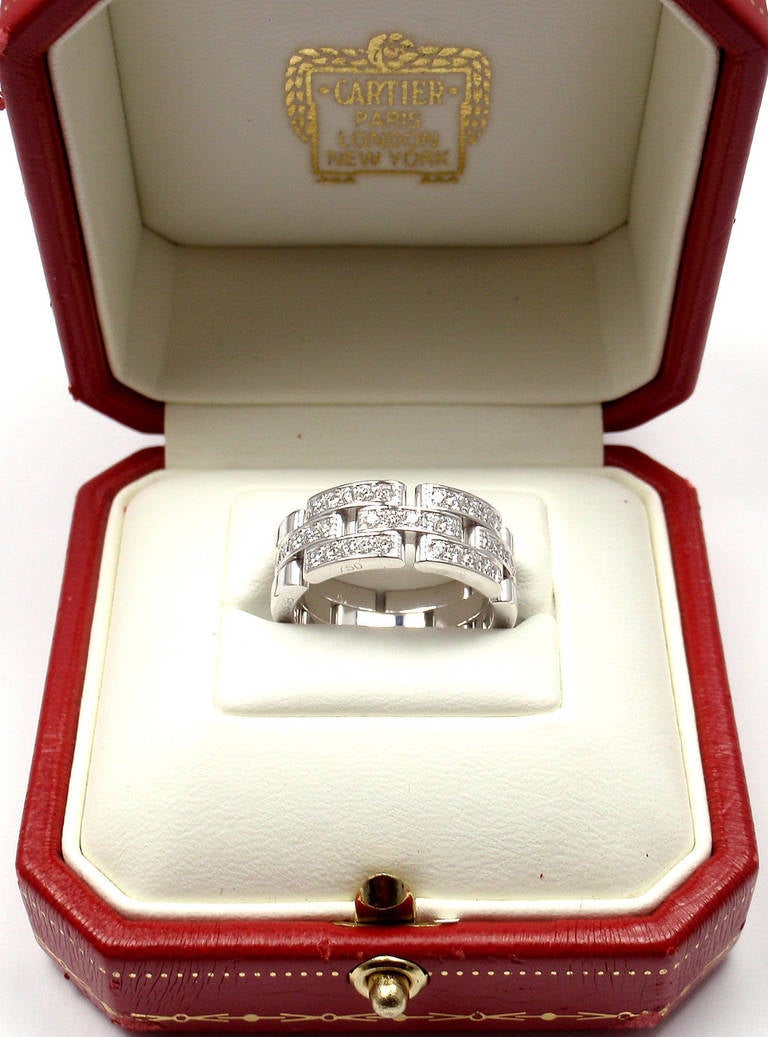 Cartier Maillon Panthere Diamond White Gold Band Ring 3