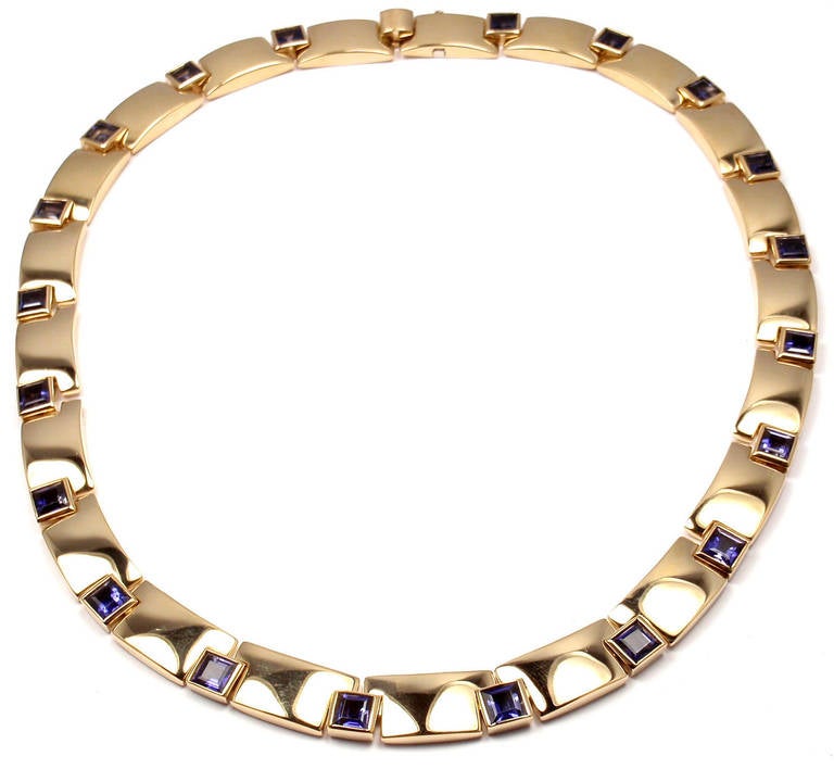18k Yellow Gold Iolite Necklace by Chaumet.
With 20 square cut iolite stones total weight approximately 20ct

Details:
Length: 16