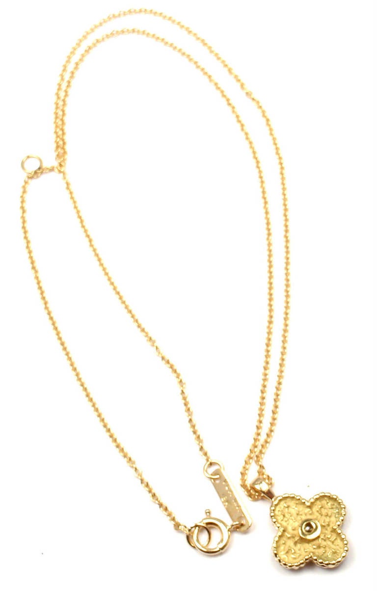Van Cleef & Arpels Alhambra Diamond Yellow Gold Pendant Necklace 1