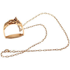 Roberto Coin Saddle Stirrup Diamond Rose Gold Pendant Necklace 9