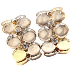 Cartier Diamond White and Yellow Gold Hoop Earrings 1
