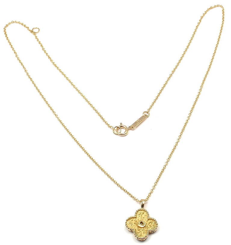Van Cleef & Arpels Alhambra Diamond Yellow Gold Pendant Necklace 2