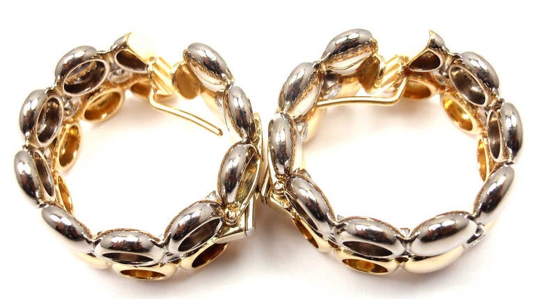 Women's Cartier Diamond White and Yellow Gold Hoop Earrings