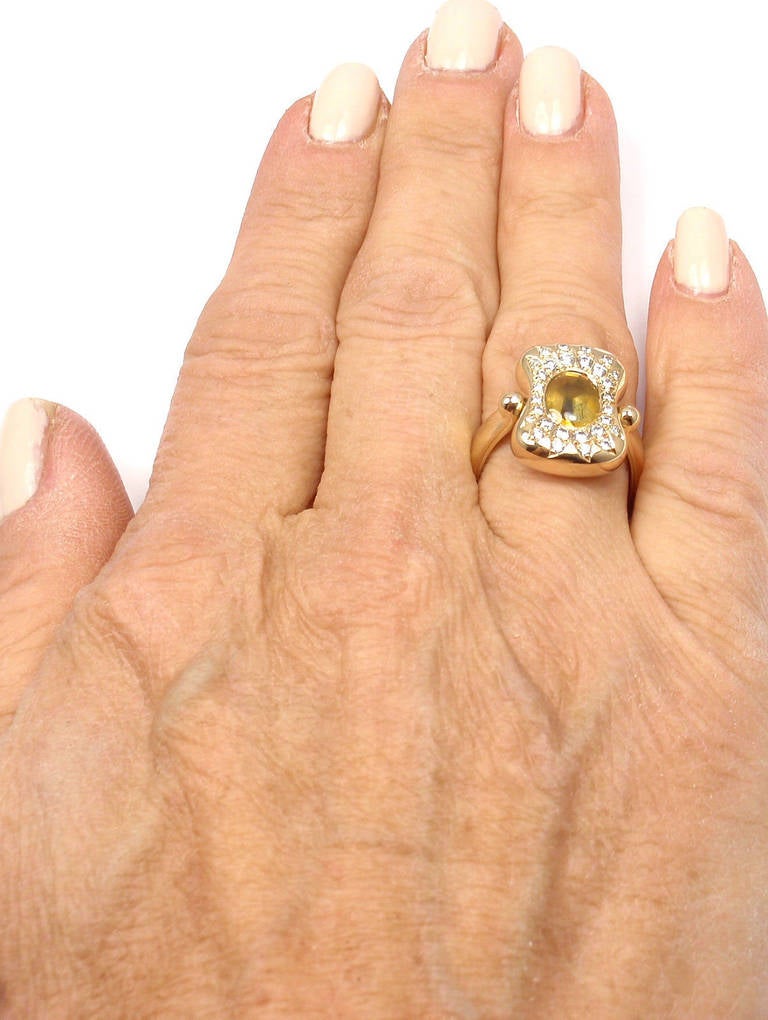 Hermes Citrine Yellow Sapphire Diamond Yellow Gold Flip Ring 1