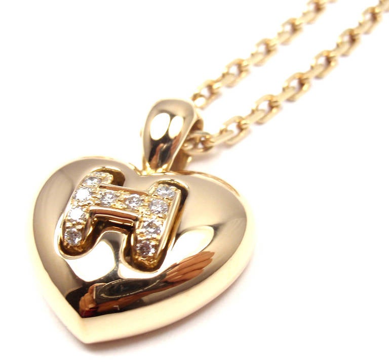 hermes h necklace diamond