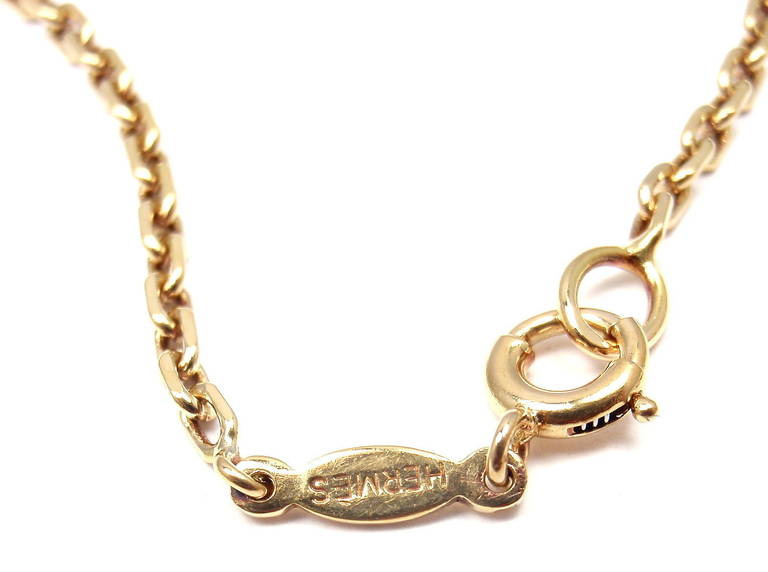 Hermes Diamond Yellow Gold H Heart Pendant Necklace 1