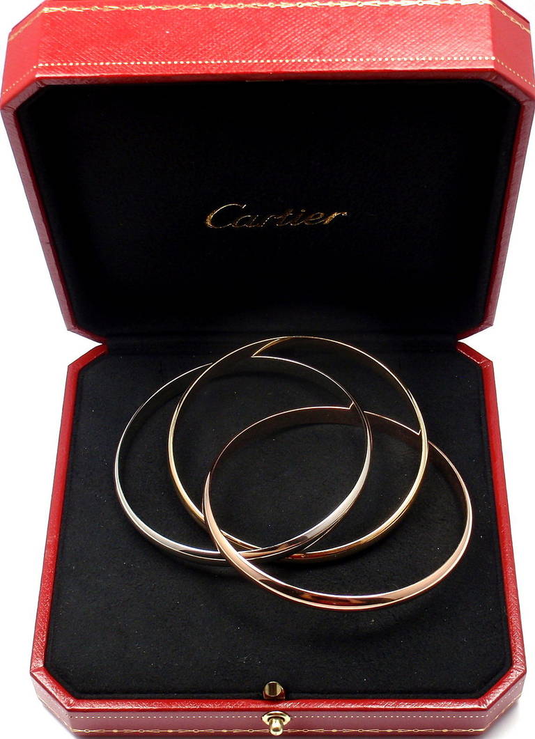 Cartier Trinity Rolling Tri-Colored Gold Bangle Bracelet 5