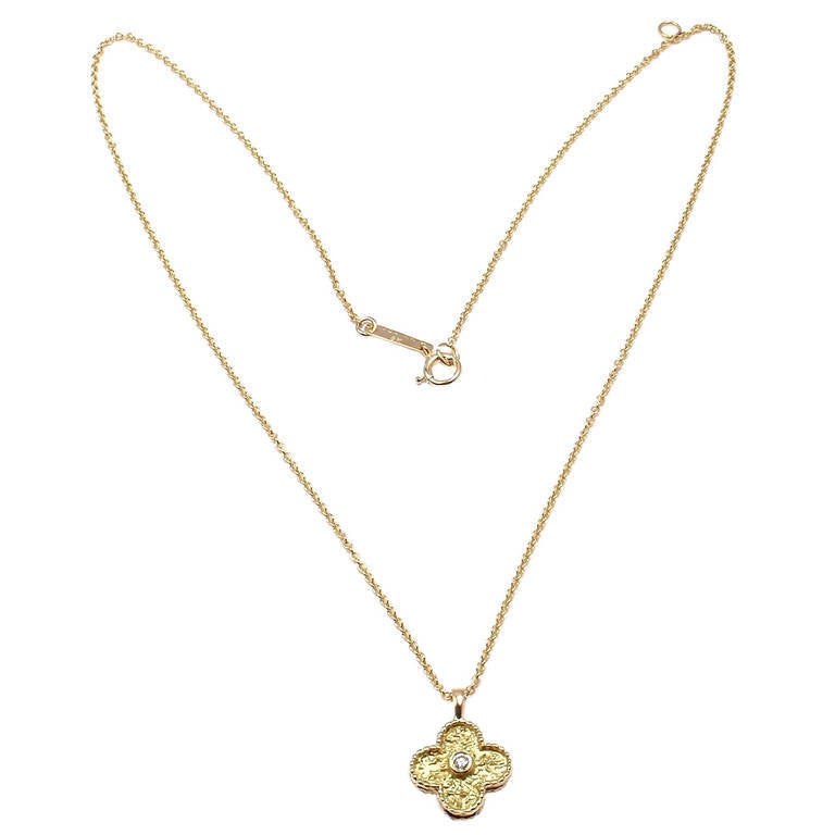 Van Cleef & Arpels Alhambra Diamond Yellow Gold Pendant Necklace
