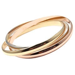 Vintage Cartier Trinity Rolling Tri-Colored Gold Bangle Bracelet