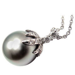 Retro Tiffany & Co. Fireworks Tahitian Pearl Diamond Platinum Necklace