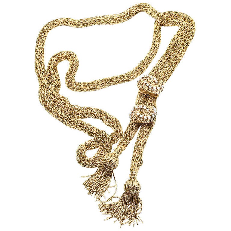 Tiffany 
Co. Diamond and Yellow Gold Long Tassel Necklace