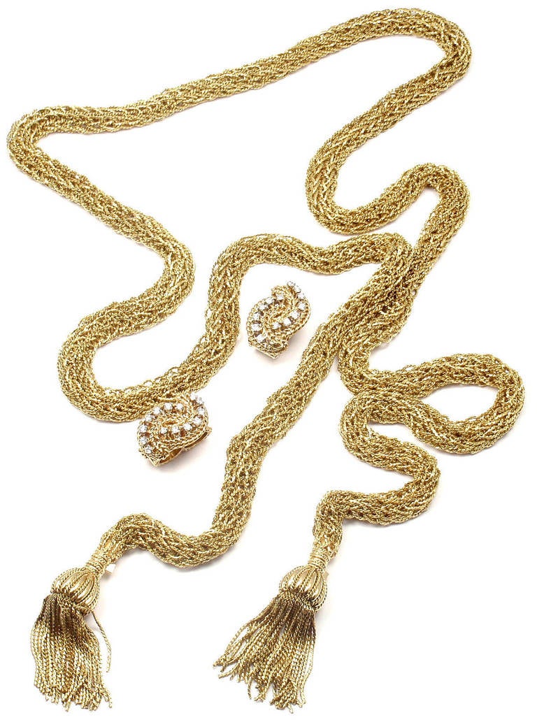 Tiffany & Co. Diamond and Yellow Gold Long Tassel Necklace In New Condition In Holland, PA