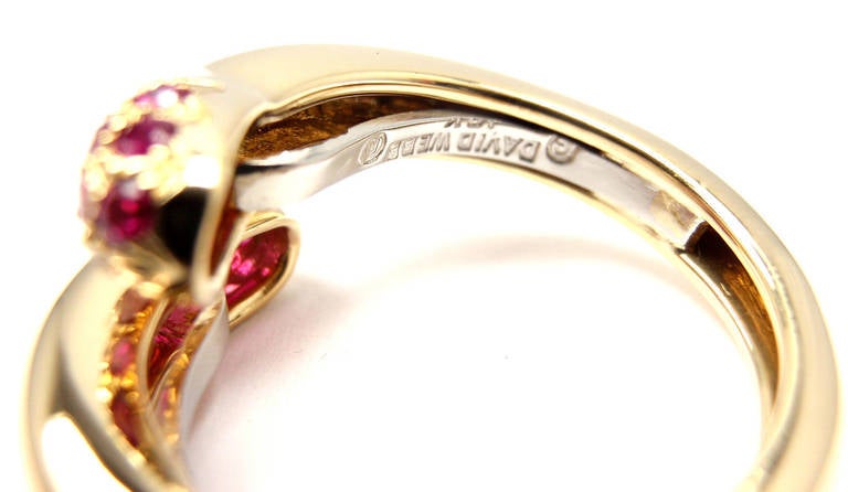 David Webb Ruby Yellow Gold Band Ring 1