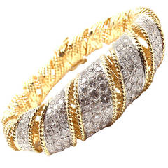 Tiffany & Co. Diamond Wide Yellow Gold Bangle Bracelet