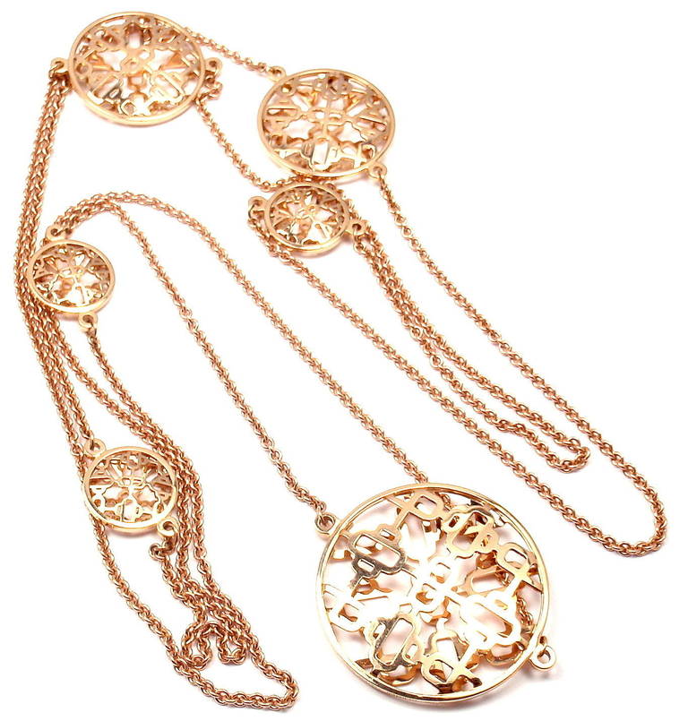 Hermes Chaine d'Ancre Passerelle Rose Gold Long Necklace In New Condition In Southampton, PA