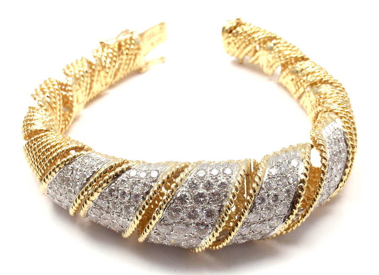 Tiffany & Co. Diamond Wide Yellow Gold Bangle Bracelet 1