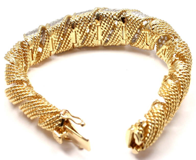 Tiffany & Co. Diamond Wide Yellow Gold Bangle Bracelet 3