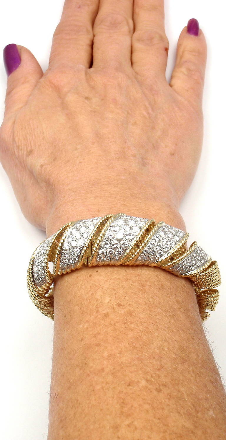 Tiffany & Co. Diamond Wide Yellow Gold Bangle Bracelet 4