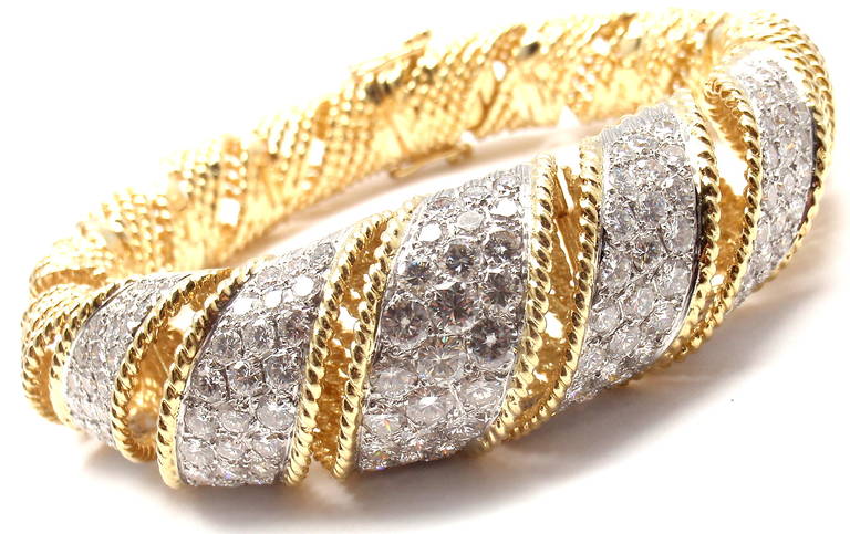 Tiffany & Co. Diamond Wide Yellow Gold Bangle Bracelet 2