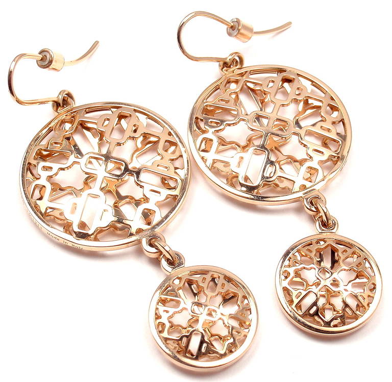 Hermes Chaine d'Ancre Passerelle Rose Gold Long Earrings In New Condition In Holland, PA
