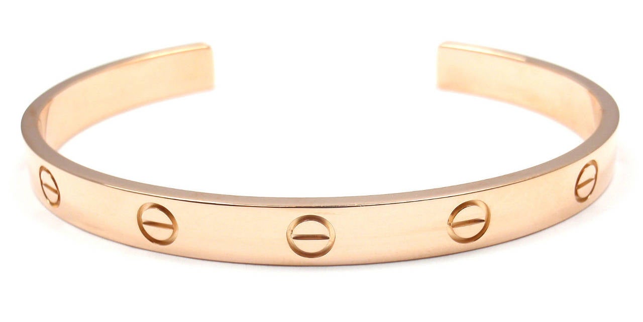 Cartier Love Rose Gold Open Cuff Bangle Bracelet