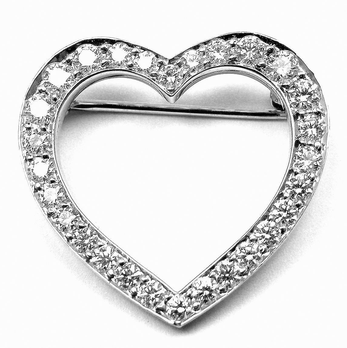 Tiffany & Co. Diamond Platinum Heart Pin Brooch In New Condition In Holland, PA