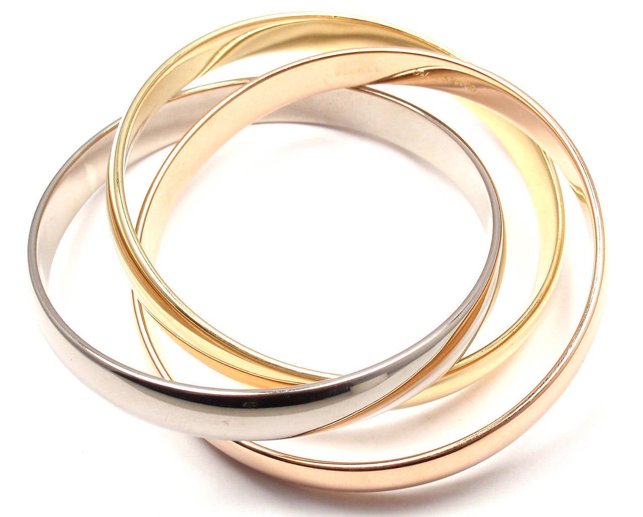 Women's Cartier Trinity Rolling Large Model Tri-Colored Gold Bangle Bracelet
