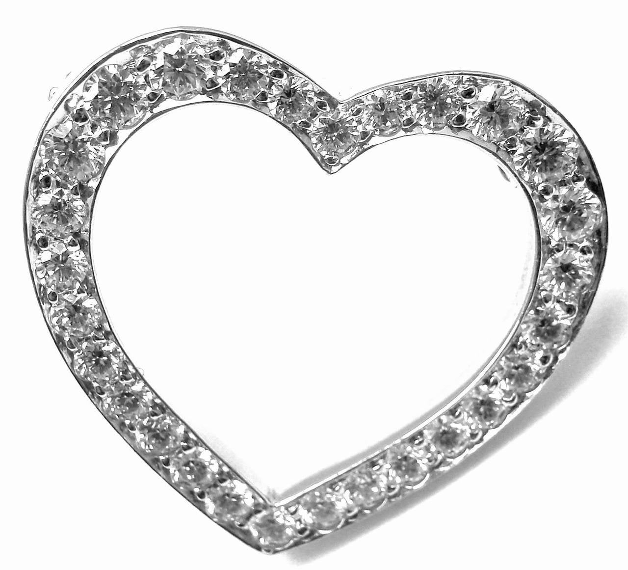 Women's Tiffany & Co. Diamond Platinum Heart Pin Brooch