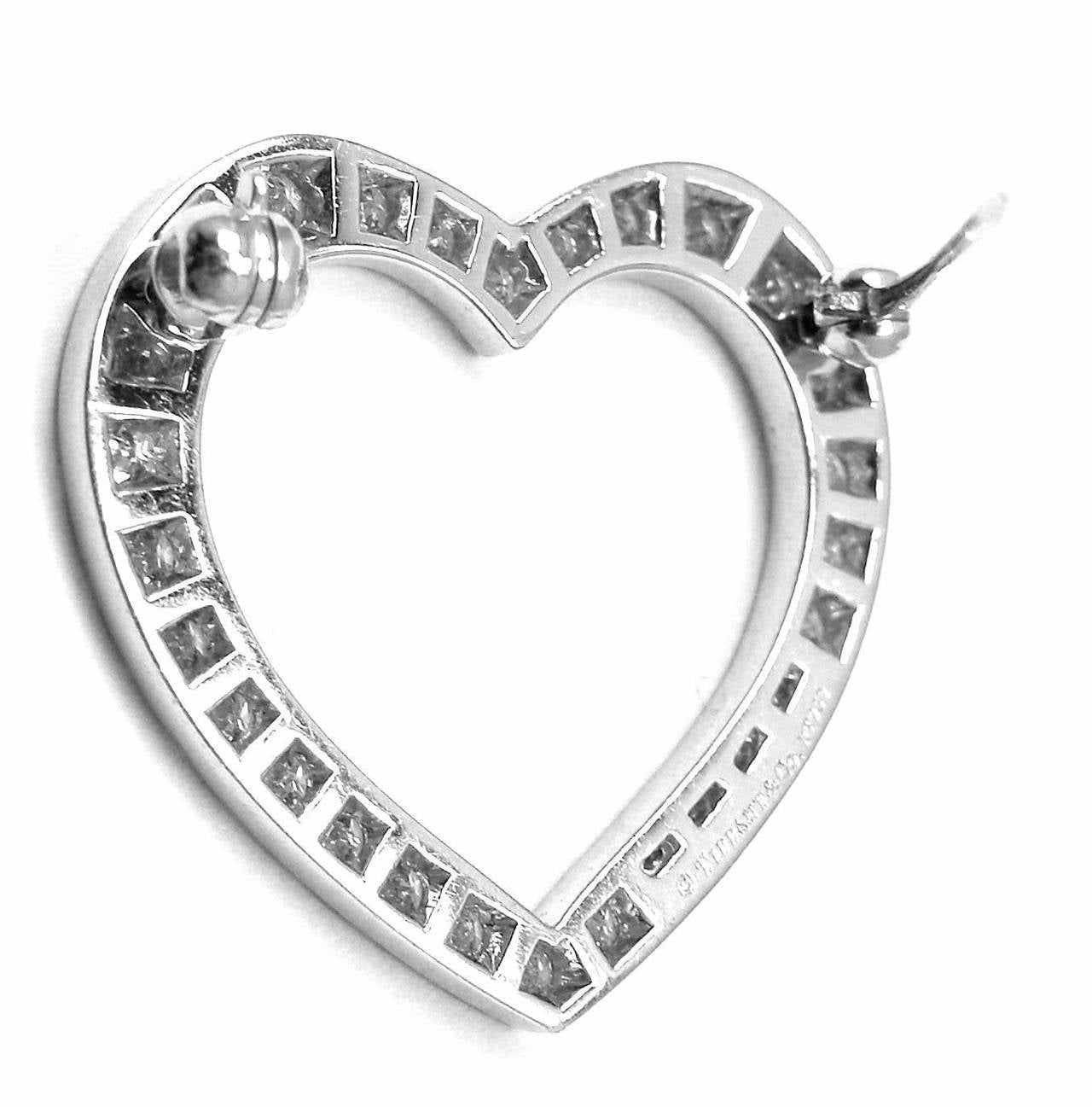 Tiffany & Co. Diamond Platinum Heart Pin Brooch 1