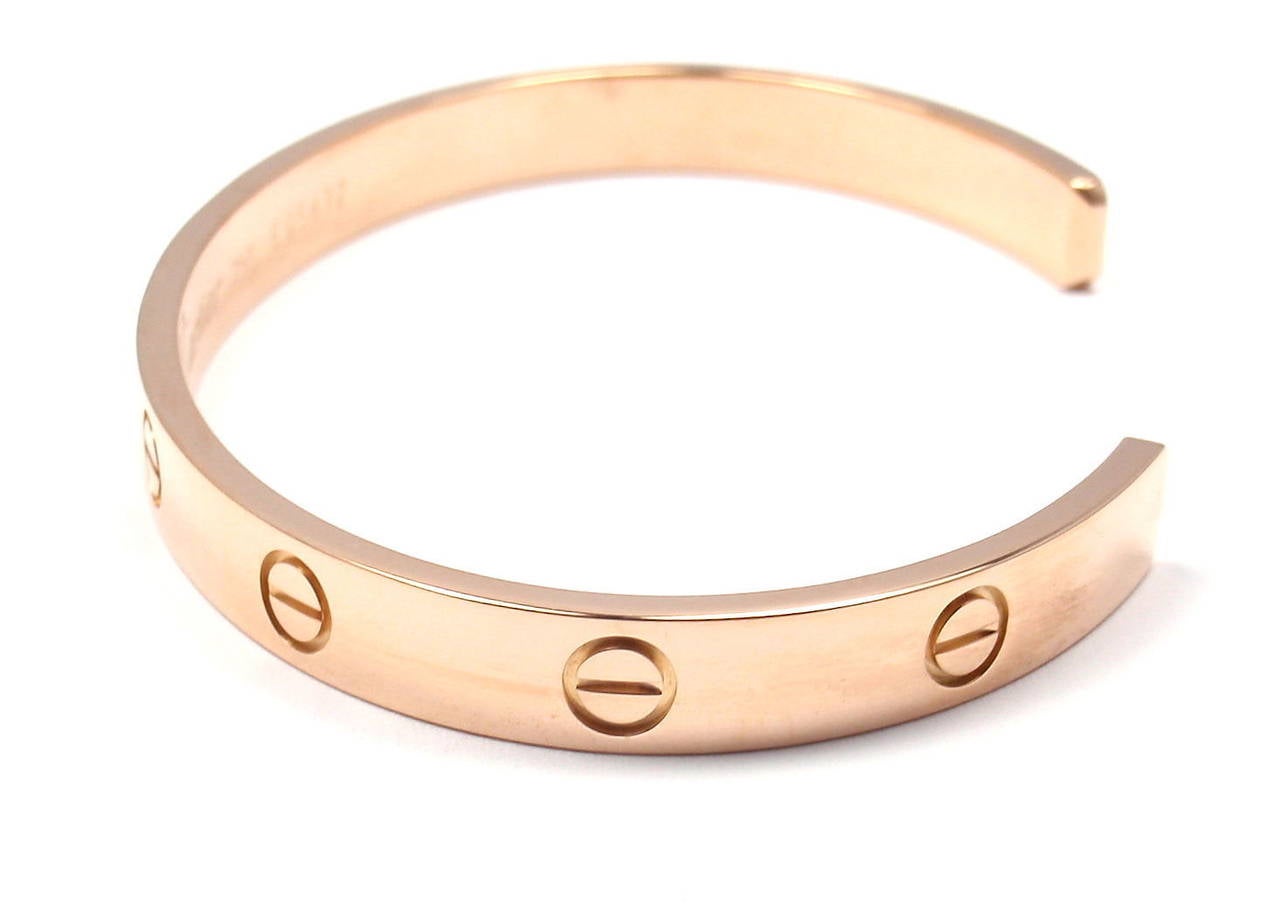 Contemporary Cartier Love Rose Gold Open Cuff Bangle Bracelet