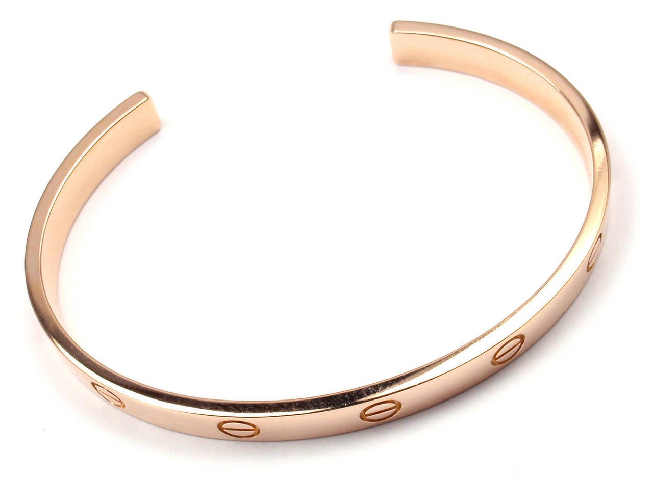 Cartier Love Rose Gold Open Cuff Bangle Bracelet In New Condition In Holland, PA